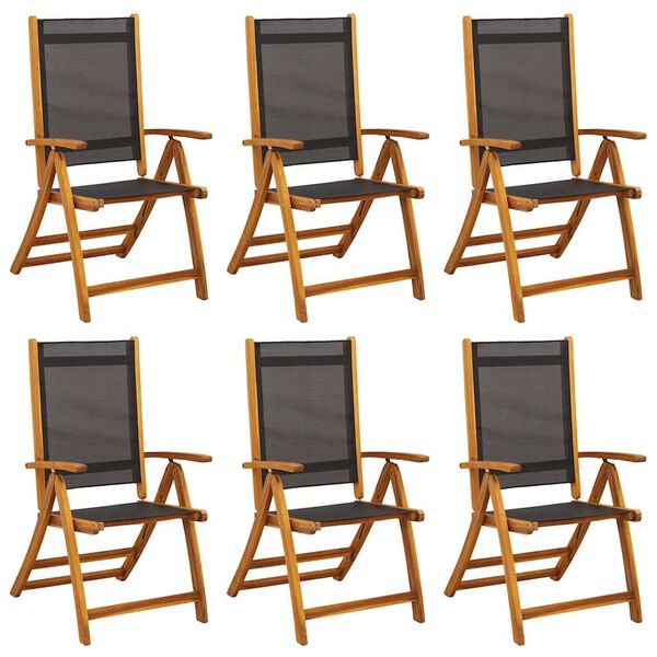 vidaXL Folding Garden Chairs 6 pcs Solid Wood Acacia and Textilene