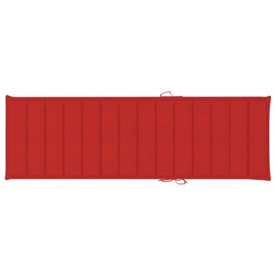 vidaXL Double Sun Lounger & Red Cushions Impregnated Pinewood