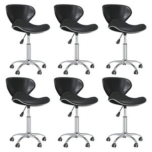 vidaXL Swivel Dining Chairs 6 pcs Black Faux Leather
