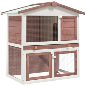 vidaXL Rabbit Hutch | Brown | Solid pine wood, Powder-coated iron wire, Plywood