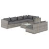 vidaXL 8 Piece Garden Lounge Set with Cushions Grey Poly Rattan