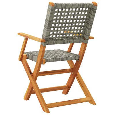 vidaXL Garden Chairs 2 pcs Grey Solid Wood Acacia and Poly Rattan