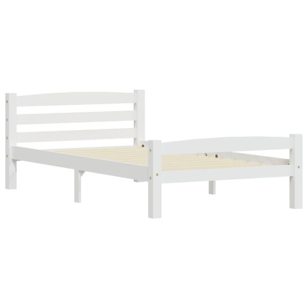 vidaXL Bed Frame without Mattress White Solid Pinewood 100x200 cm