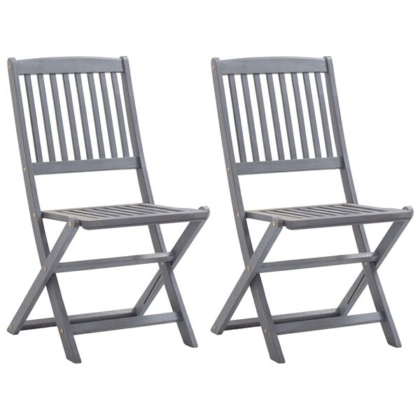 vidaXL Folding Outdoor Chairs 2 pcs with Cushions Solid Acacia Wood