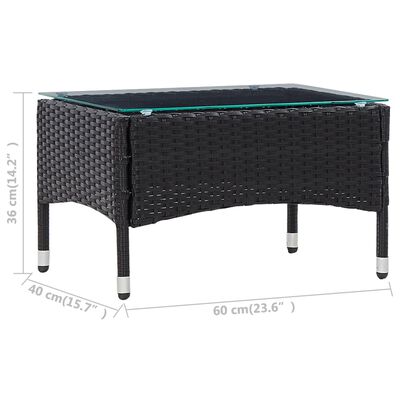 vidaXL Coffee Table Black 60x40x36 cm Poly Rattan