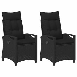 vidaXL Garden Chair 2 pcs Black Steel and Polyester