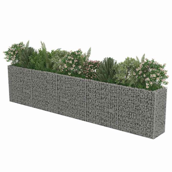 vidaXL Gabion Raised Bed Galvanised Steel 450x50x100 cm