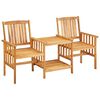 vidaXL Garden Chairs with Tea Table and Cushions Solid Acacia Wood