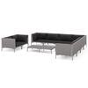 vidaXL 10 Piece Garden Lounge Set with Cushions Poly Rattan Dark Grey