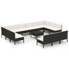 vidaXL 14 Piece Garden Lounge Set with Cushions Poly Rattan Black