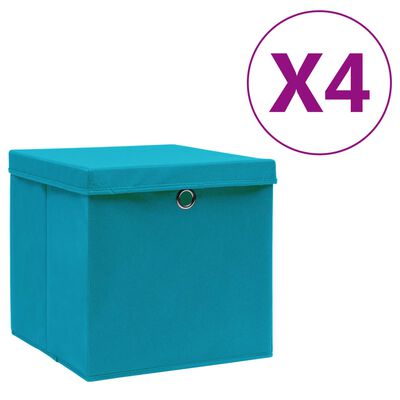 vidaXL Storage Boxes with Covers 4 pcs 28x28x28 cm Baby Blue