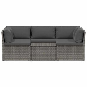 vidaXL Sofa Set | Grey | Poly Rattan, Powder-Coated Steel | Large
