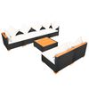 vidaXL 7 Piece Garden Lounge Set with Cushions Poly Rattan Black