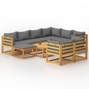 vidaXL Garden Lounge Set | Dark grey | Solid acacia wood | 10 Piece | Modular
