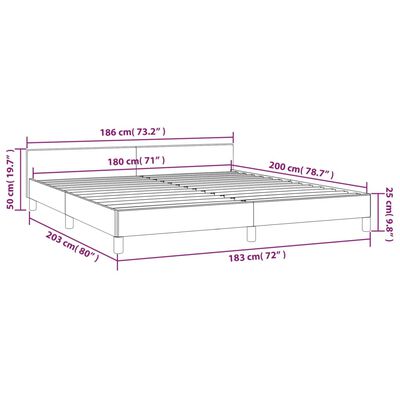 vidaXL Bed Frame with Headboard Light Grey 180x200 cm Super King Fabric