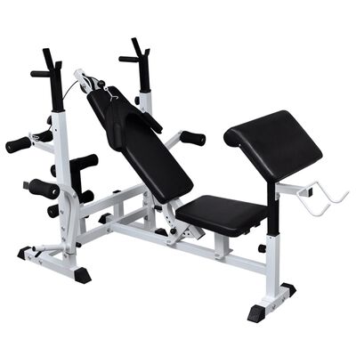 vidaXL Weight Bench with Weight Rack, Barbell and Dumbbell Set 30.5kg
