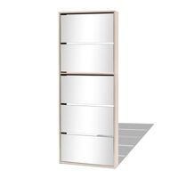 vidaXL Shoe Cabinet 5-Layer Mirror Oak 63x17x169.5 cm