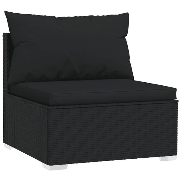 vidaXL 4 Piece Garden Lounge Set with Cushions Poly Rattan Black