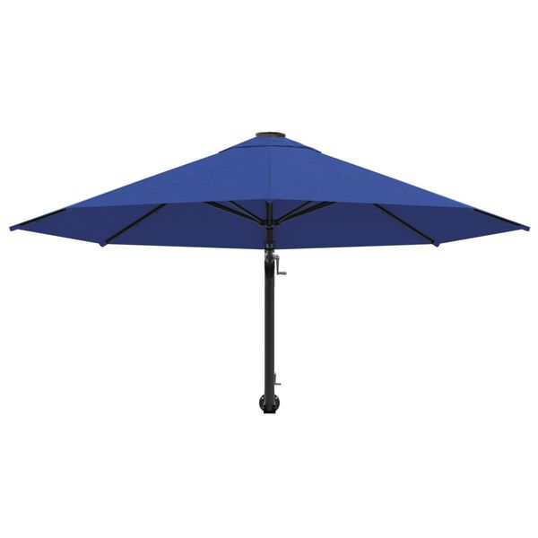 vidaXL Wall-Mounted Garden Parasol with Metal Pole 300 cm Blue