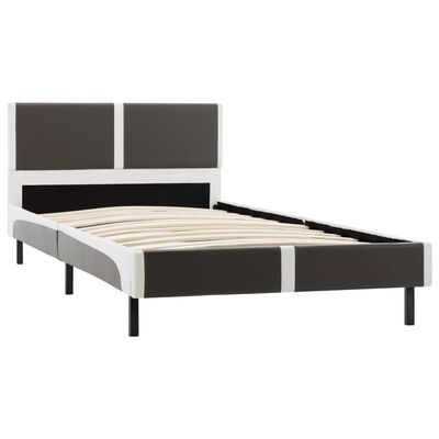 vidaXL Bed Frame Grey and White Faux Leather 90x200 cm