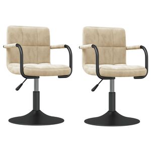vidaXL Swivel Dining Chairs 2 pcs Cream Velvet