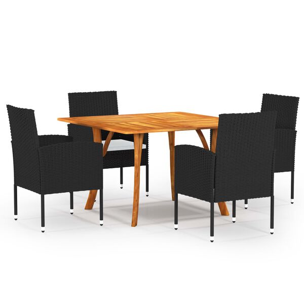 vidaXL 5 Piece Garden Dining Set Black