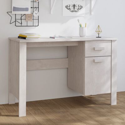 vidaXL Desk HAMAR White 113x50x75 cm Solid Wood Pine