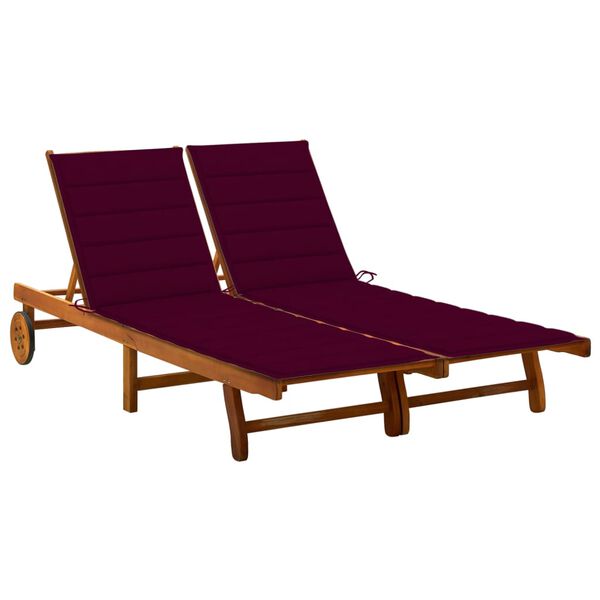 vidaXL 2-Person Garden Sun Lounger with Cushions Solid Acacia Wood
