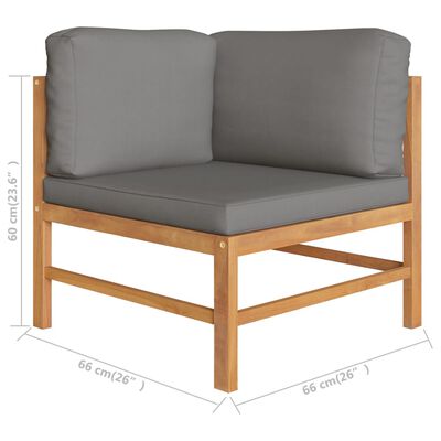 vidaXL 3-Seater Garden Sofa with Grey Cushions Solid Teak Wood