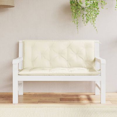 vidaXL Garden Bench Cushions 2 pcs Cream White 120x50x7cm Oxford Fabric