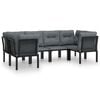vidaXL 6 Piece Garden Lounge Set Black and Grey Poly Rattan
