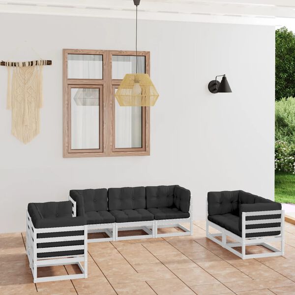 vidaXL 7 Piece Garden Lounge Set with Cushions Solid Pinewood