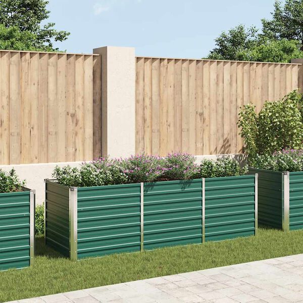 vidaXL Garden Raised Bed Galvanised Steel 240x80x77 cm Green