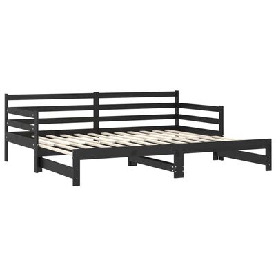 vidaXL Pull-out Day Bed without Mattress Black 2x(90x200) cm