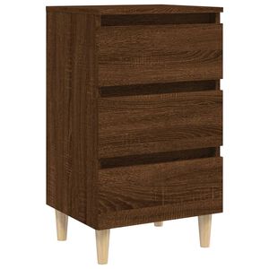 vidaXL Bed Cabinet with Solid Wood Legs Brown Oak 40x35x69 cm