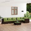 vidaXL 7 Piece Garden Lounge Set with Cushions Poly Rattan Brown