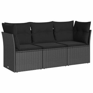 vidaXL Garden Sofa Set | Black | PE rattan, powder-coated steel, polyester