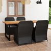 vidaXL 5 Piece Garden Dining Set with Cushions Poly Rattan Black