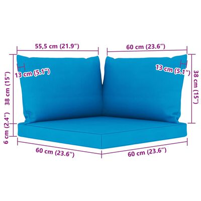 vidaXL 5 Piece Garden Lounge Set with Light Blue Cushions