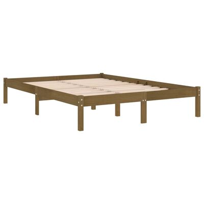 vidaXL Bed Frame Honey Brown Solid Wood Pine 140x200 cm