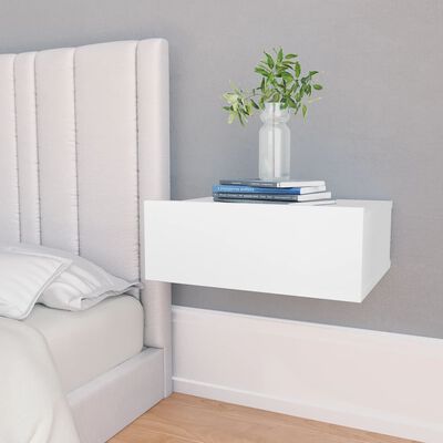 vidaXL Floating Nightstand White 40x30x15 cm Engineered Wood