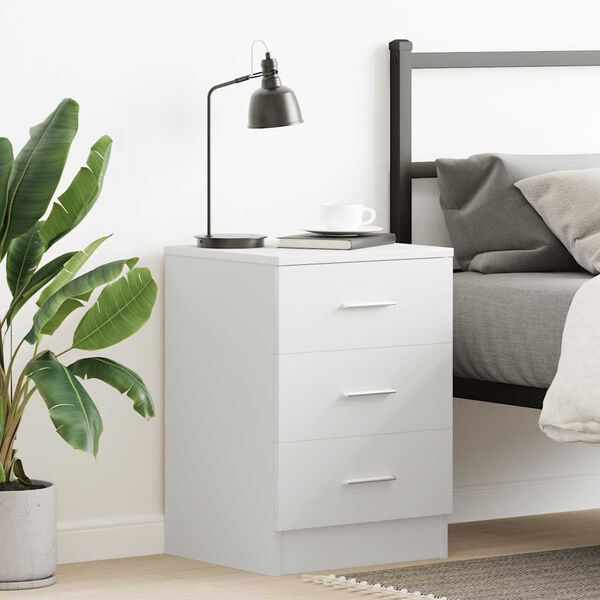 vidaXL Bedside Cabinet White 38x35x56 cm Engineered Wood