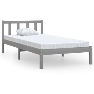 vidaXL Bed Frame without Mattress Grey Solid Wood 90x200 cm