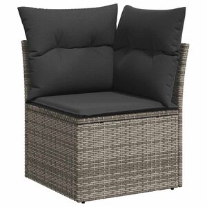 vidaXL Garden Sofa Corner with Cushions Grey Poly Rattan