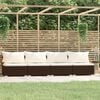 vidaXL 4-Seater Sofa with Cushions Brown Poly Rattan