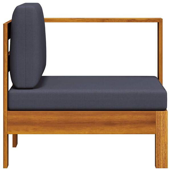 vidaXL Middle Sofa with 1 Armrest Dark Grey Solid Acacia Wood