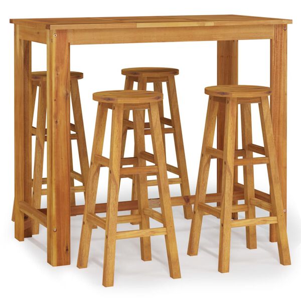 vidaXL 5 Piece Garden Bar Set Solid Wood Acacia
