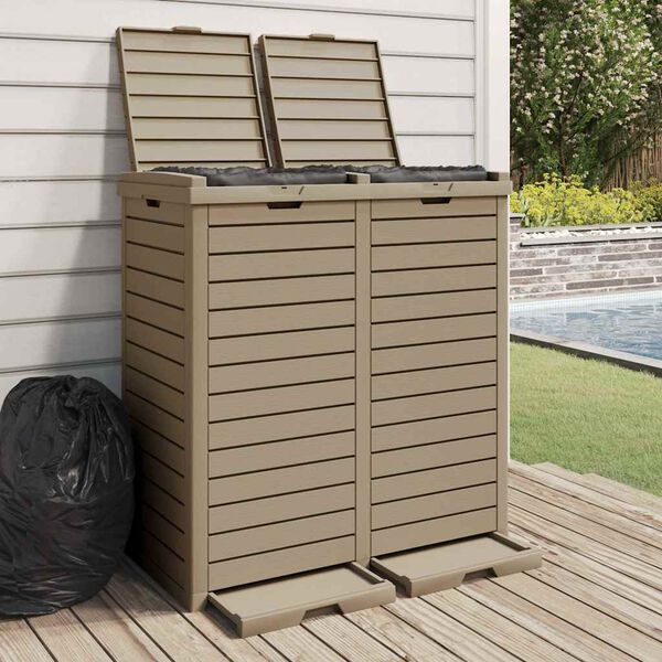 vidaXL Outdoor Garbage Bin Light Brown 78x41x86 cm Polypropylene