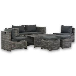 vidaXL Sofa Set | Grey | Poly Rattan | Full set dimensions: 138 x 73 x 62 cm