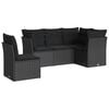 vidaXL 5 Piece Garden Sofa Set with Cushions Black Poly Rattan